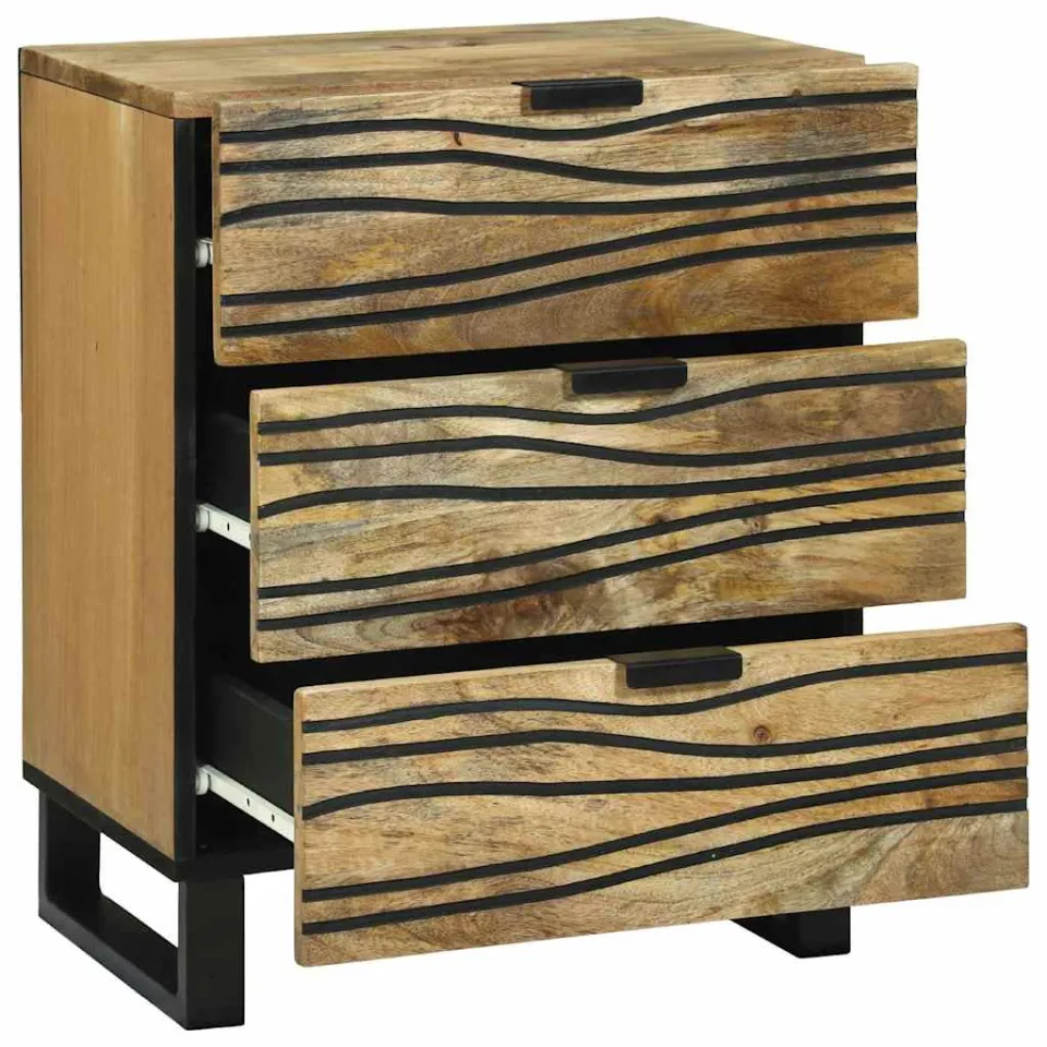 vidaXL Nachtkastje Naturel 50 x 33 x 62 cm Bewerkt hout, foto 2