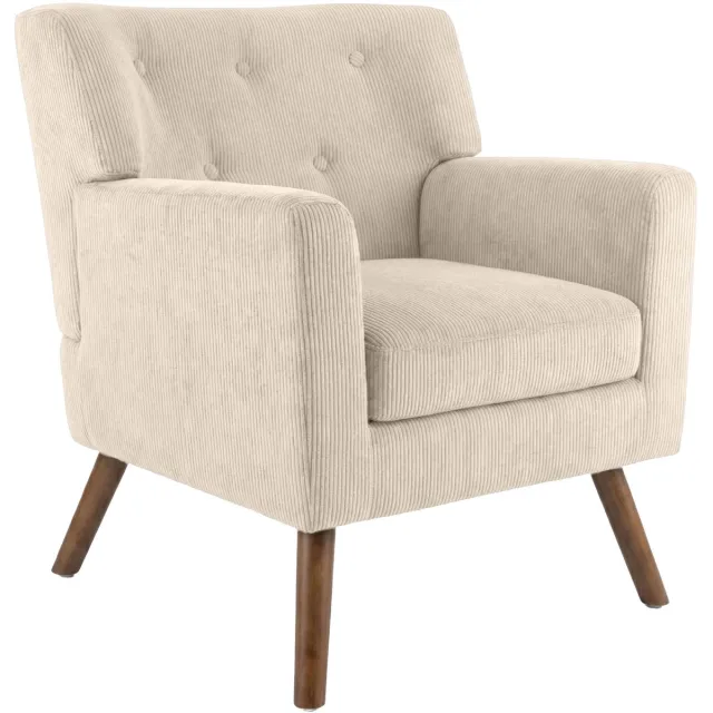 CLP Kioni Fauteuil - met armleuning - volwassen - relax - landelijk - stoelpoten van hout - ribstof - corduroy - creme