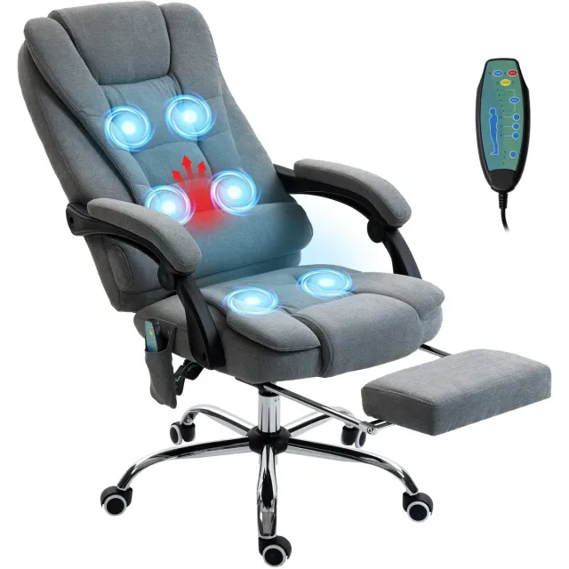 Vinsetto massagestoel voor op kantoor - stof met linnenlook (100% polyester) - 70x65x119cm - Donkergrijs