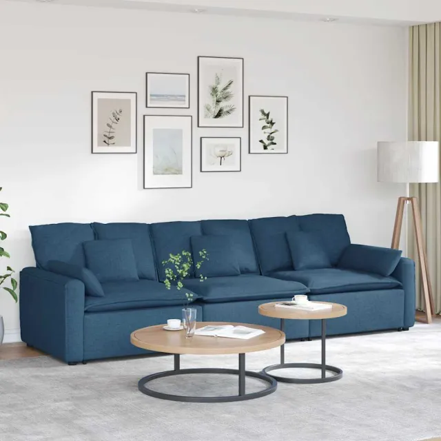 vidaXL Modulaire bank met kussens blauw