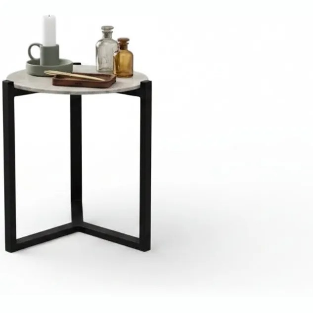 Apple Bee Monaco Lounge Koffietafel | Ø 45cm | Sintered Stone | Zwart Aluminium