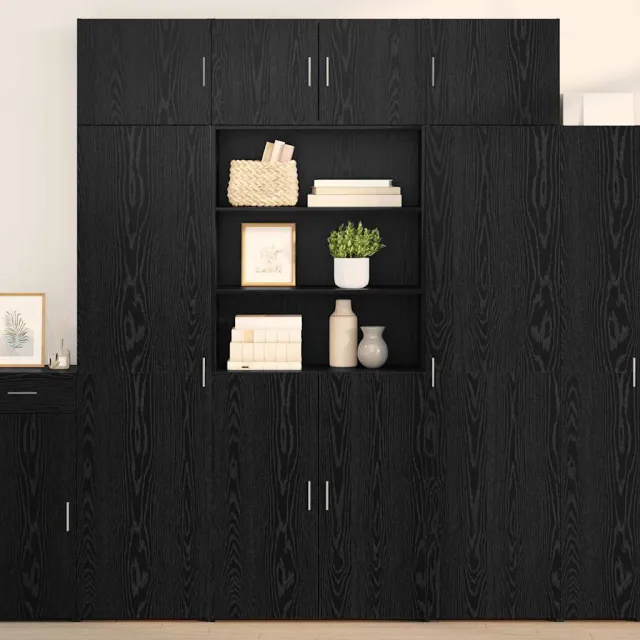 vidaXL Opbergkast Zwart Eiken 80 x 42,5 x 225 cm Bewerkt hout