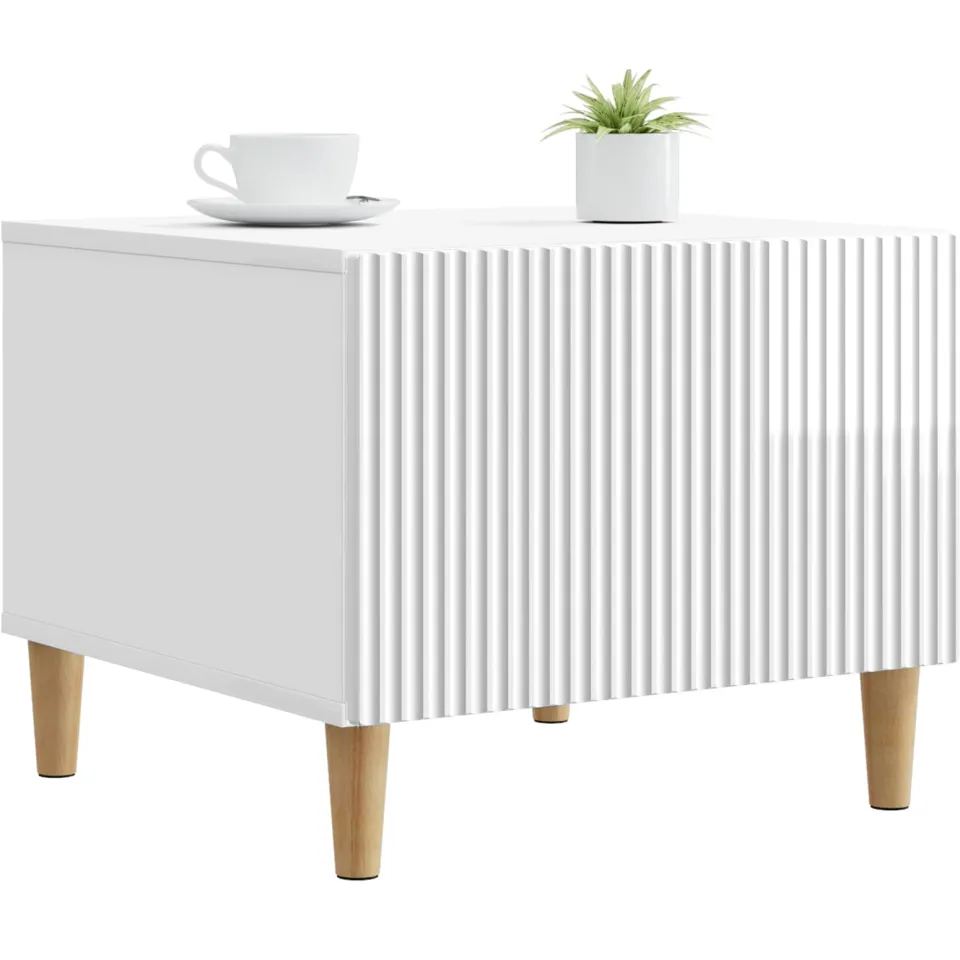 vidaXL Salontafel met lade Hoogglans Wit 49 x 50 x 40 cm Bewerkt hout
