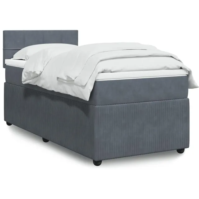 vidaXL Boxspring met matras fluweel donkergrijs 80x200 cm grijs