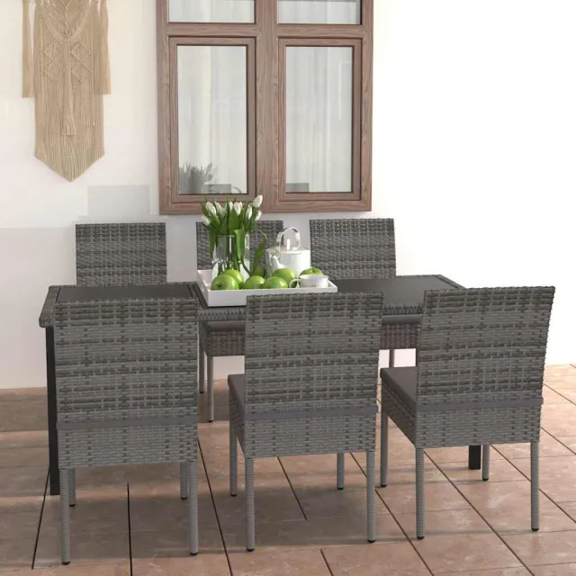 vidaXL 7-delige Tuinset poly rattan grijs, foto 2
