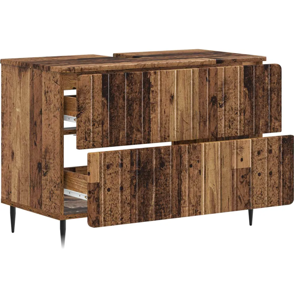 vidaXL Badkamer wastafelkast ZWOLLE Oud hout 82 x 41 x 58,5 cm Bruin