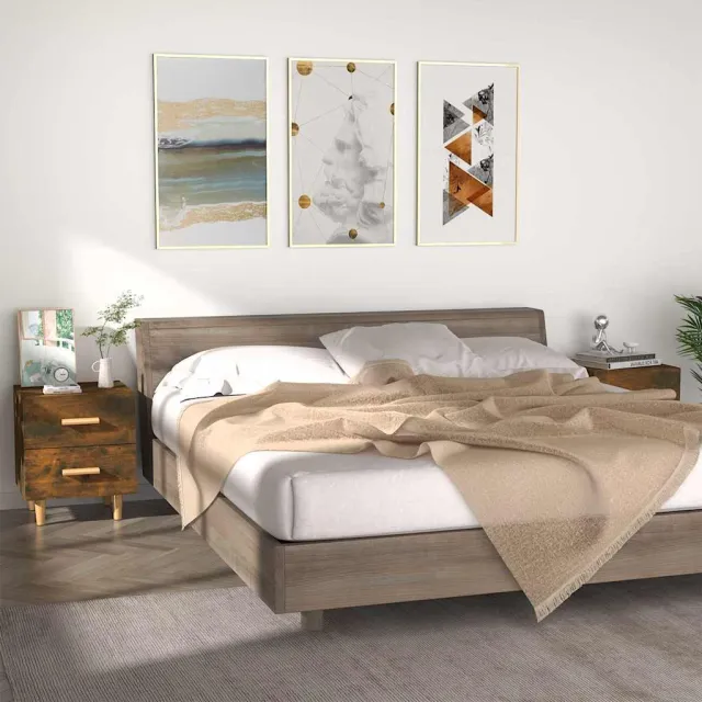vidaXL Nachtkastjes 2 st 40x35x47,5 cm gerookt eikenkleurig, foto 2