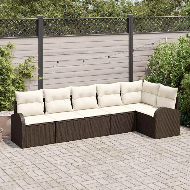 vidaXL Tuin Sofa Set 6 st Bruin poly rattan, foto 2