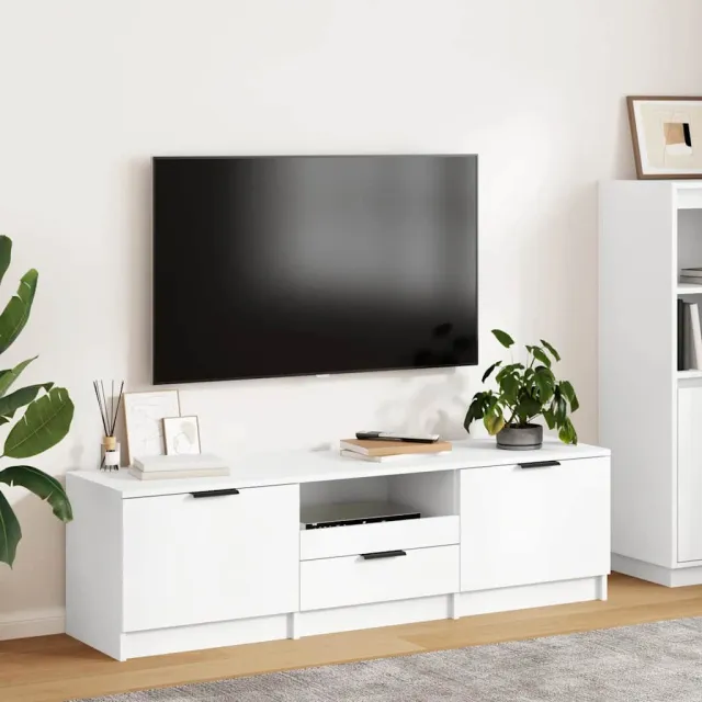 vidaXL Tv-meubel wit 140x35x40 cm bewerkt hout, foto 2