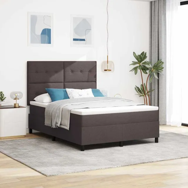 vidaXL Boxspring bed met hoofdeinde Donkerbruin 140 x 200 cm Stof