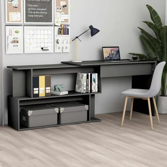 vidaXL Hoekbureau 200x50x76 cm bewerkt hout grijs