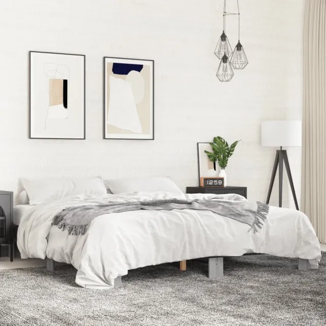 vidaXL Bedframe bewerkt hout metaal grijs sonoma eiken 200x200 cm