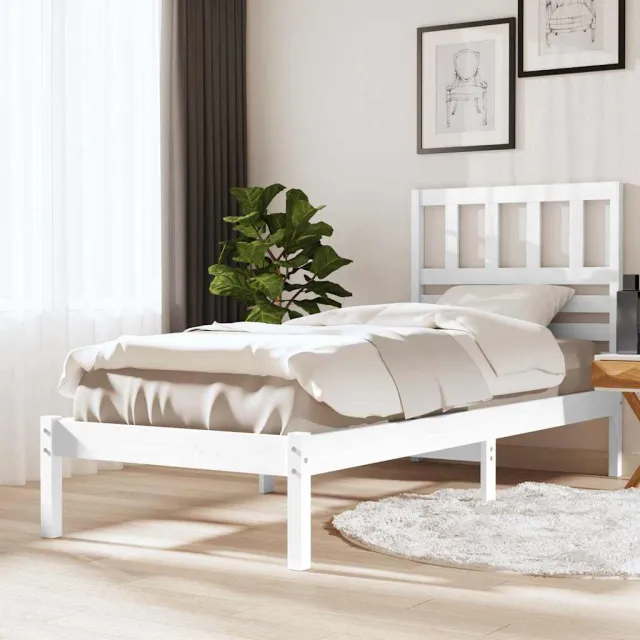 vidaXL Bedframe zonder matras massief grenenhout wit 75x190 cm