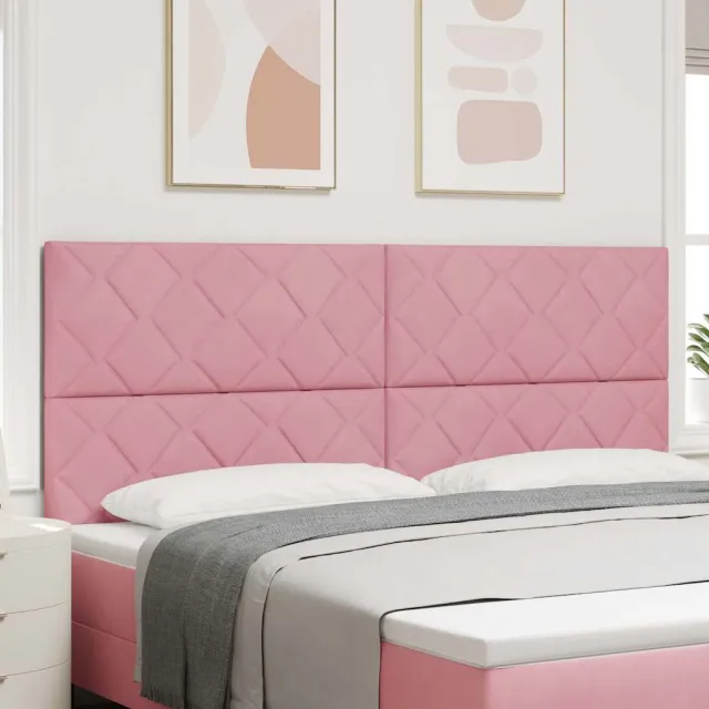 vidaXL LED Hoofdbord Roze Fluweel