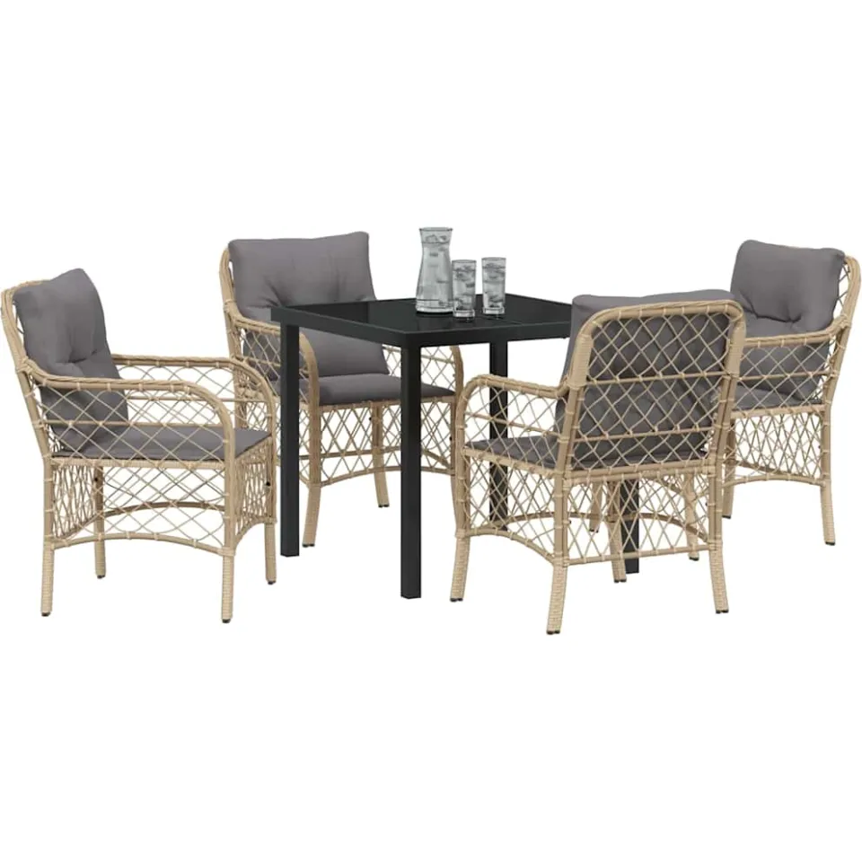 vidaXL Tuin eettafelset 5 st Beige poly rattan