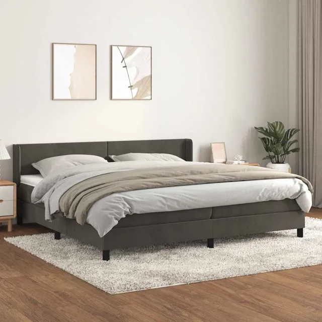 vidaXL Boxspring met matras fluweel donkergrijs 200x200 cm grijs