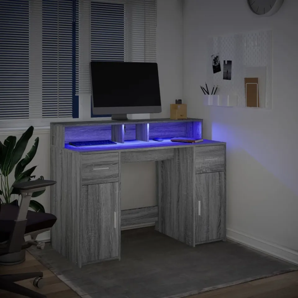 vidaXL Bureau Grijs Sonoma 120 x 55 x 91 cm Bewerkt hout, foto 4