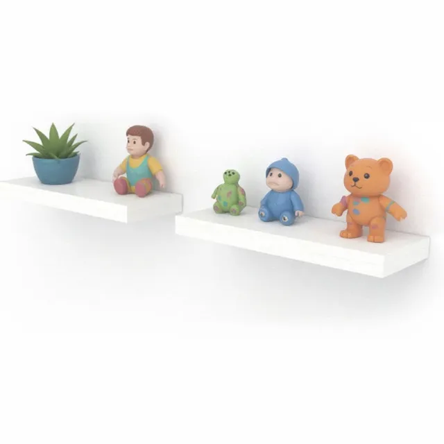 EGGREE Set van 2 witte zwevende planken - Wandplanken van MDF -hout voor boeken en decoratie (40 x 14 x 3 cm) Wit5