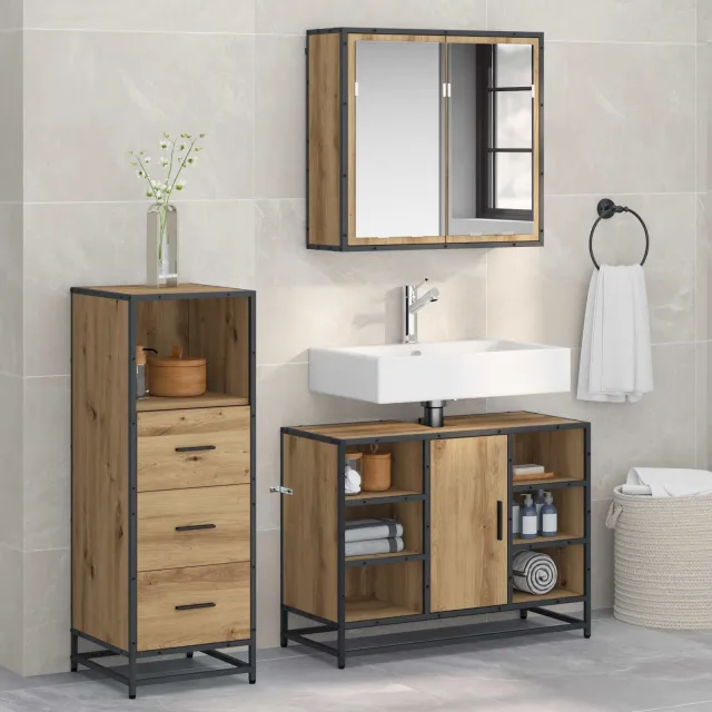 vidaXL Badkamermeubelset 3 st Artisan Eiken 80 x 33 x 60 cm Bruin