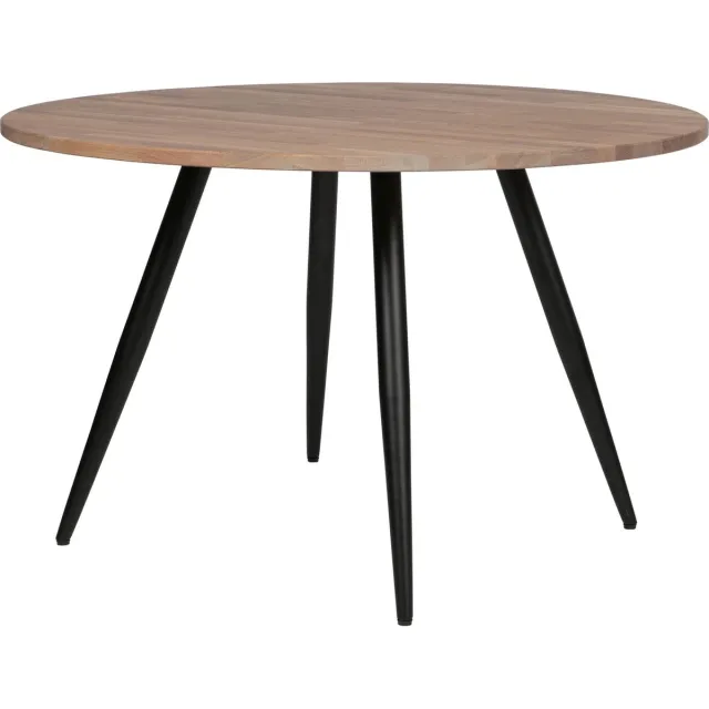WOOOD Tablo Rond Tafelblad Incl. 2-Standen Poot Conisch - 74,4x120x120 Oil grey