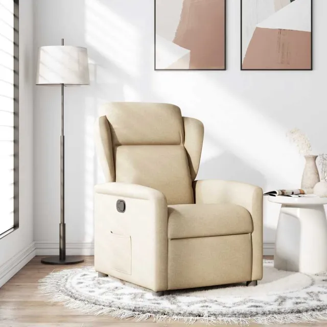 vidaXL Fauteuil verstelbaar stof crèmekleurig