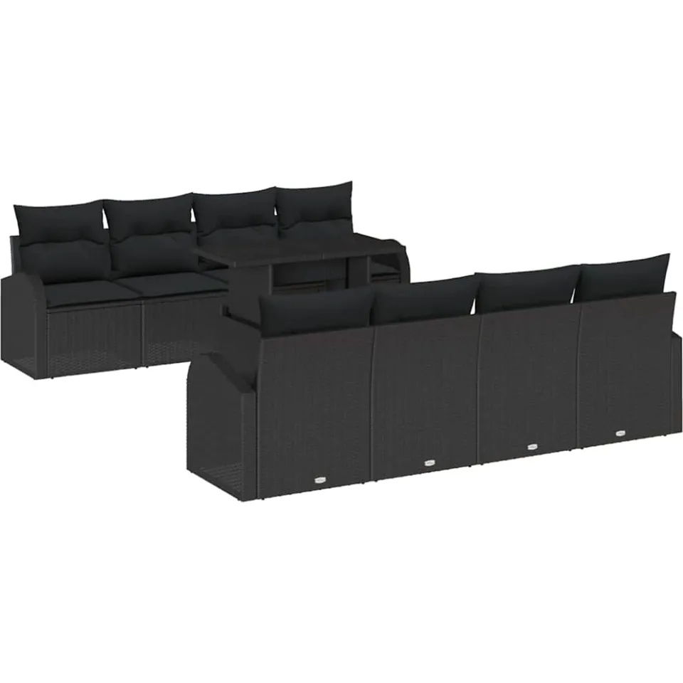 vidaXL Tuin Sofa Set 9 st Zwart poly rattan