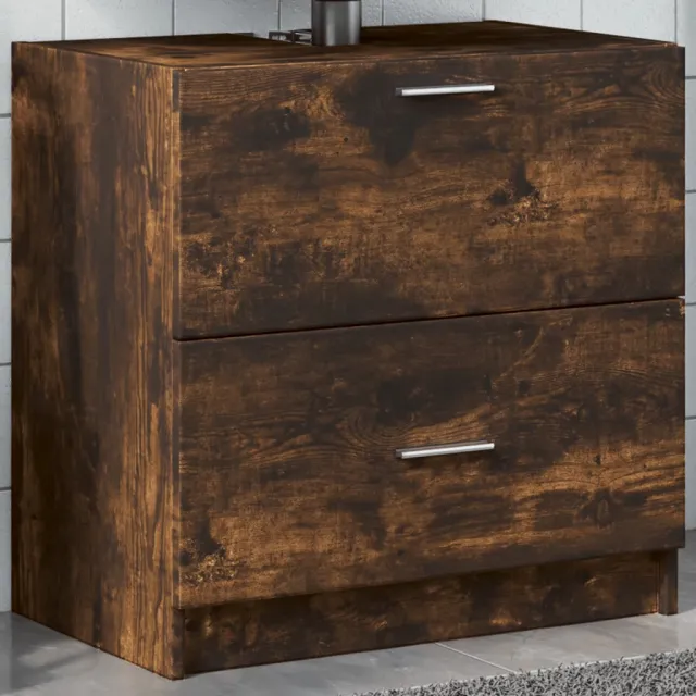 vidaXL Wastafelkast 59x37x59 cm bewerkt hout gerookt eikenkleurig, foto 2