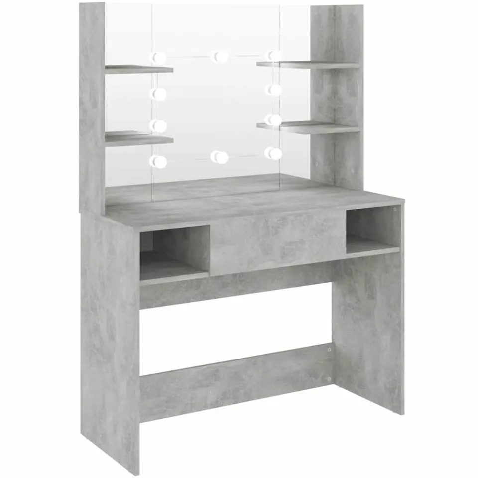 vidaXL Kaptafel met LED-verlichting 100x40x135 cm MDF betongrijs grijs, foto 3