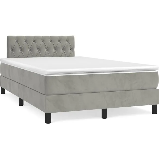 vidaXL Boxspring met matras en LED fluweel lichtgrijs 120x190 cm grijs