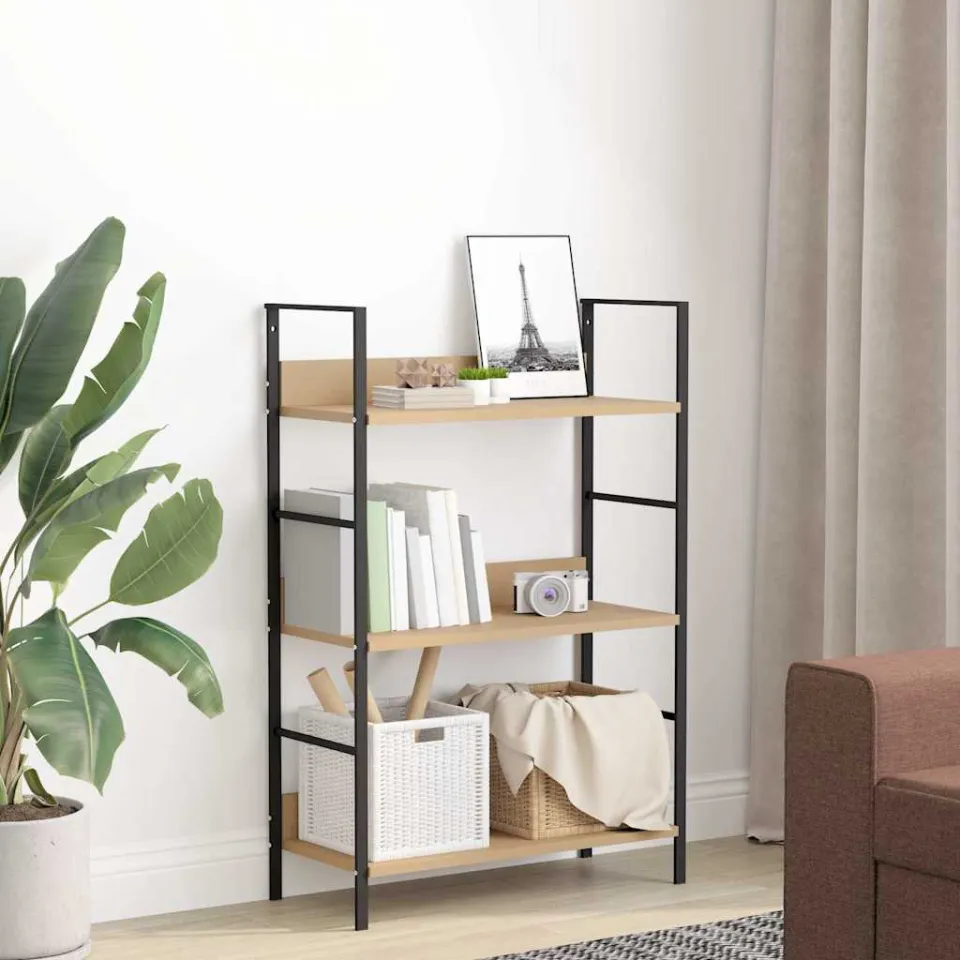 vidaXL Boekenkast 3 schappen 60x27,6x90,5 cm bewerkt hout eikenkleurig, foto 3