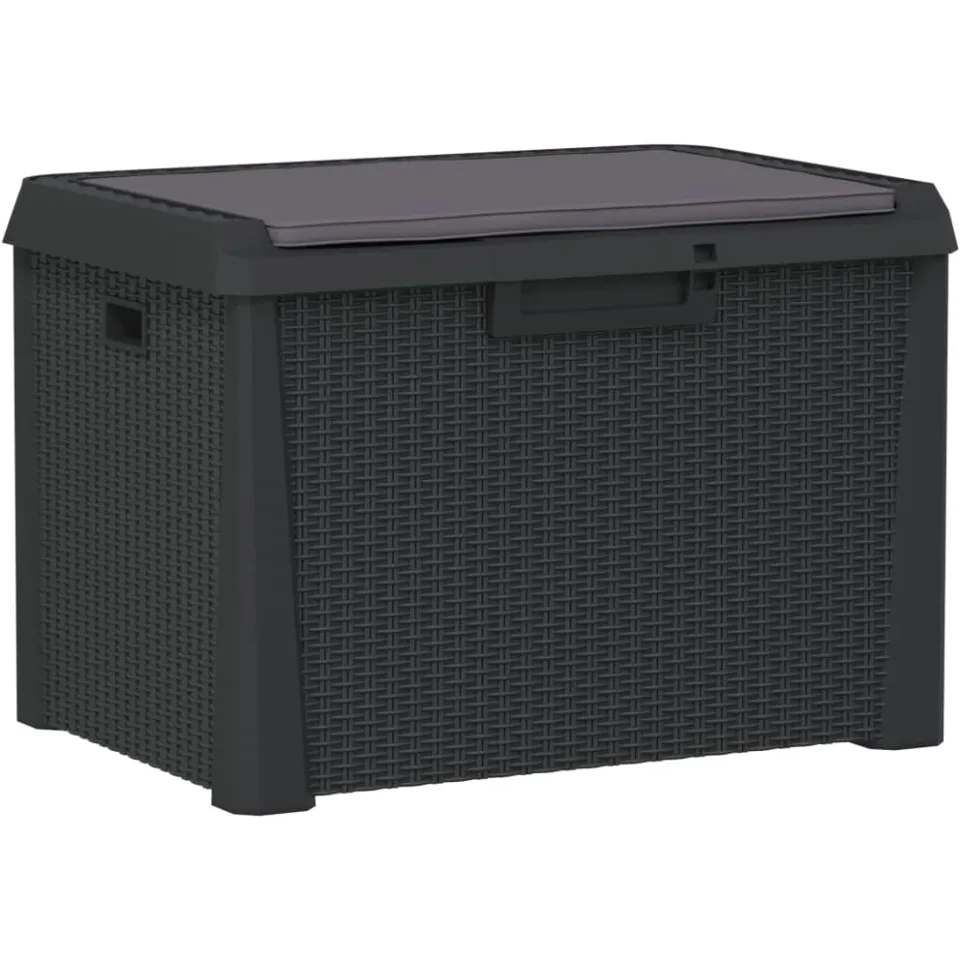 vidaXL Tuinbox met zitkussen 125 L polypropeen antracietkleurig, foto 3