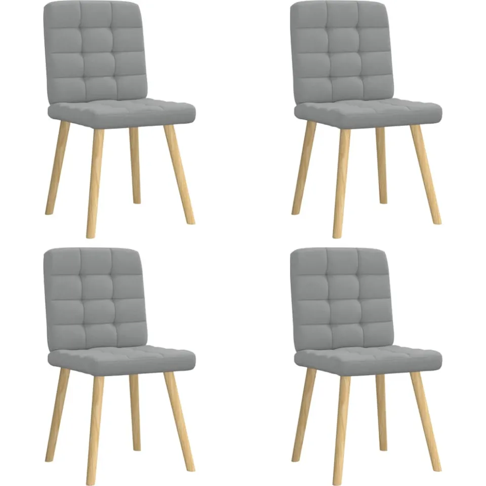 vidaXL Eetkamerstoelen 4 st stof lichtgrijs grijs, foto 3
