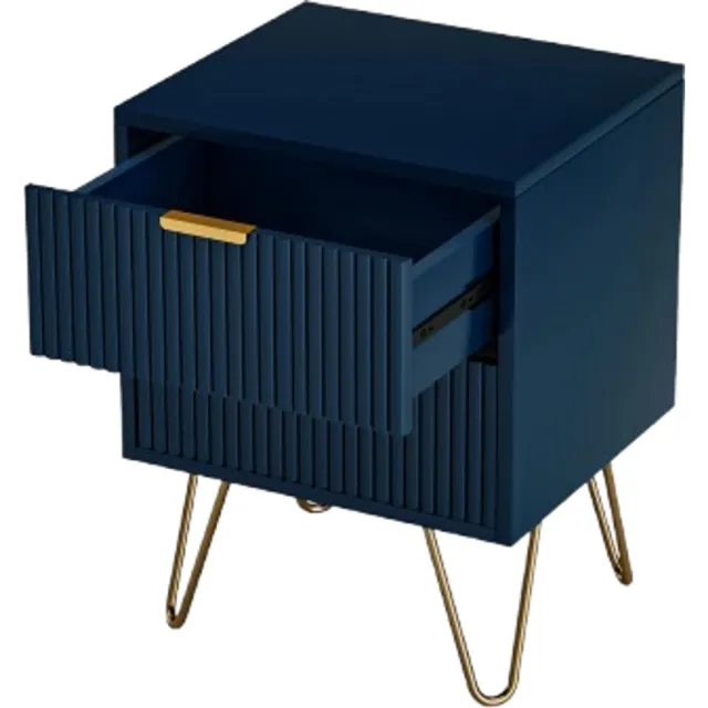 Golaro Moderne Nachtkastje met 2 Lades - Opbergkast voor Slaapkamer of Woonkamer - Desing Nachtkast - Blauw - 40x35x50 cm