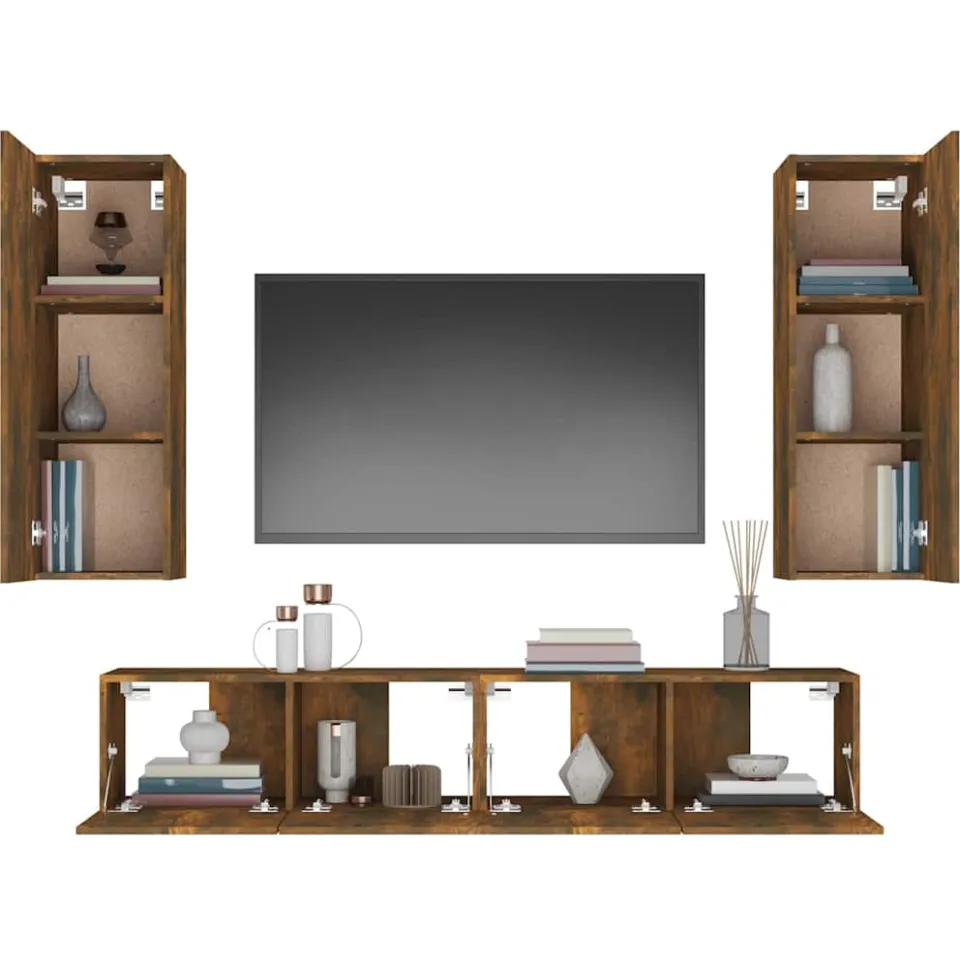 vidaXL 4-delige Tv-meubelset bewerkt hout gerookt eikenkleurig, foto 4