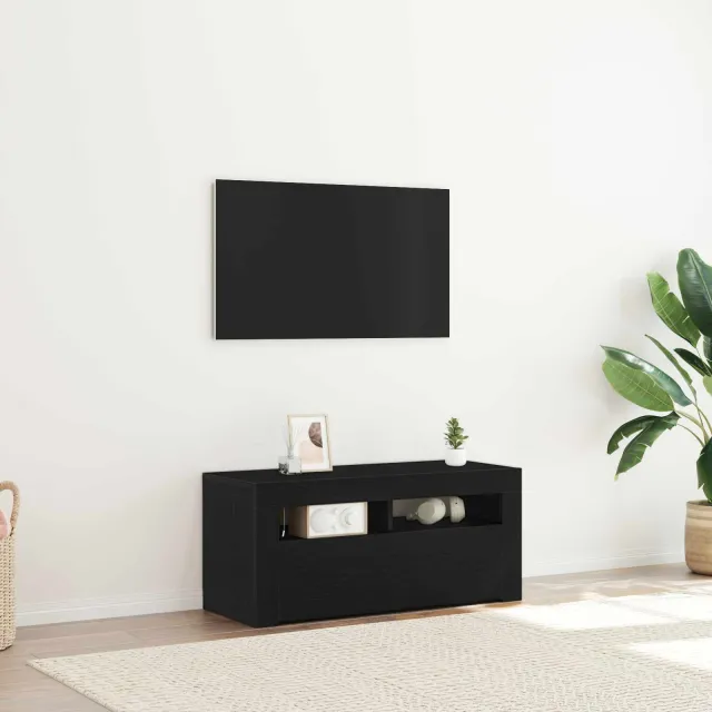 vidaXL TV-kast 90 x 35 x 40 cm Zwart Eiken Bewerkt hout, foto 2