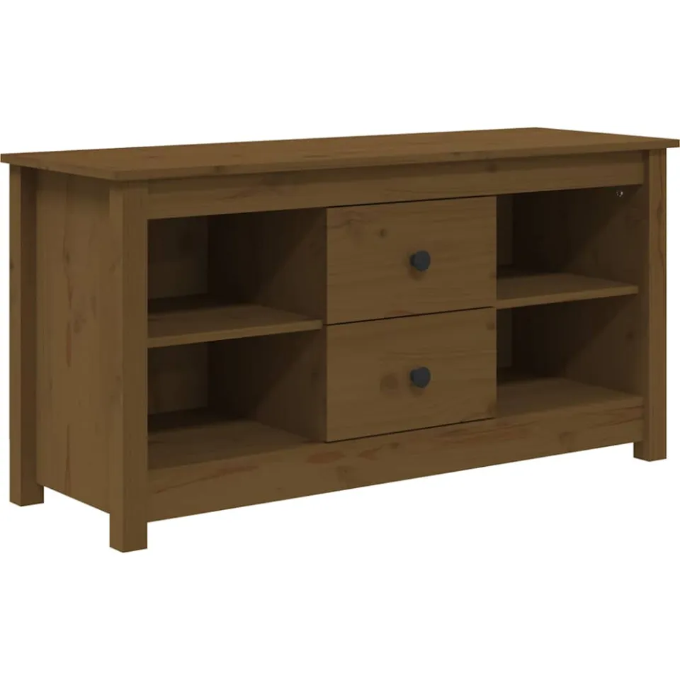 vidaXL Tv-meubel 103x36,5x52 cm massief grenenhout honingbruin