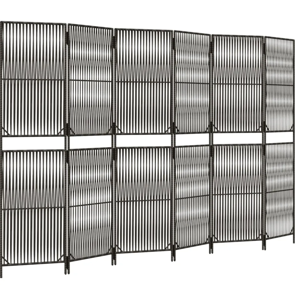 vidaXL Kamerscherm 6 panelen poly rattan grijs