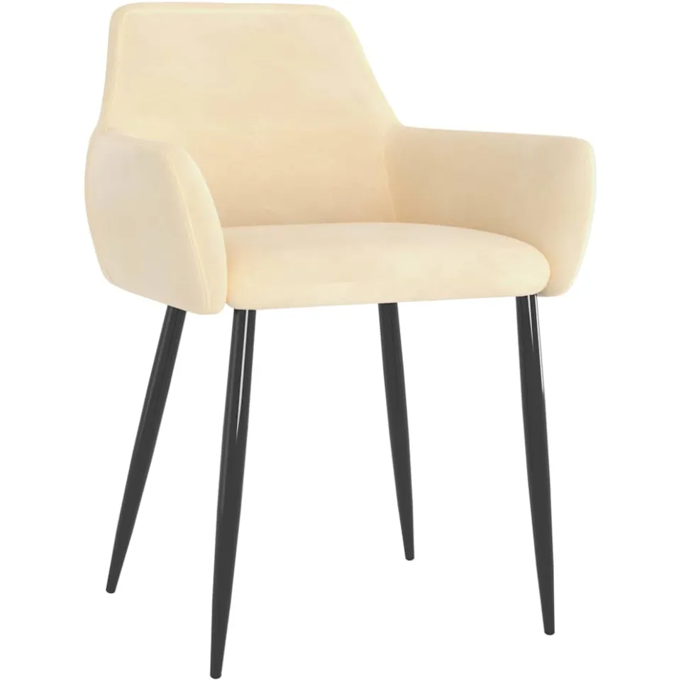 vidaXL Eetkamerstoelen 2 st fluweel crèmekleurig, foto 2