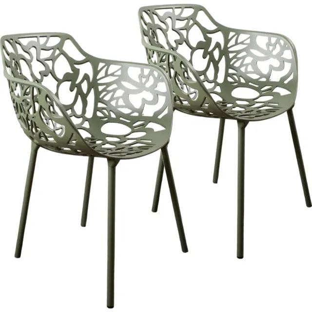 DS4U Cast eetkamerstoel - Set van 2 - Avocado - Aluminium - Met armleuning