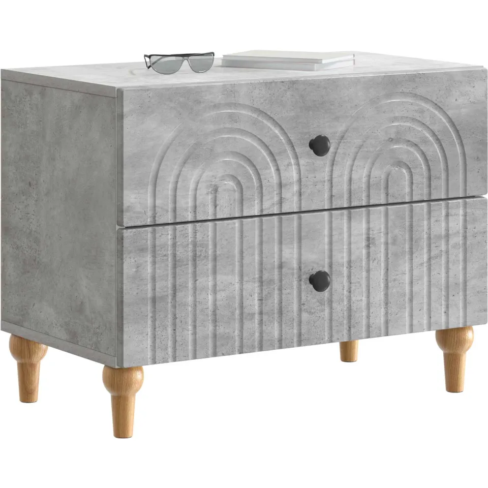 vidaXL Nachtkastje met lade Betongrijs 62 x 34,5 x 48 cm Bewerkt hout grijs