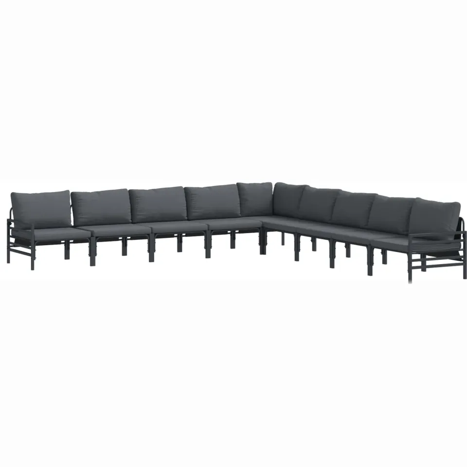 vidaXL Tuinbankenset 9 st Zwart Staal, foto 3
