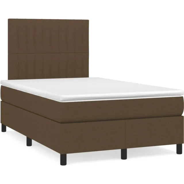 vidaXL Boxspring met matras en LED stof donkerbruin 120x190 cm bruin