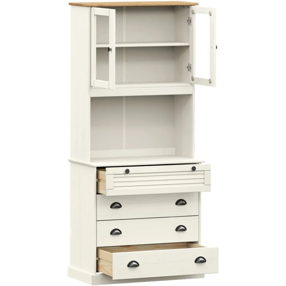 vidaXL Hoge kast VIGO 80x40x176 cm massief grenenhout wit
