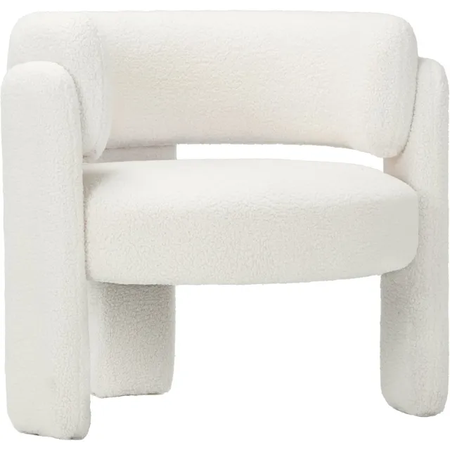 COLAMY Gestoffeerde fauteuil - Accentstoel - Moderne loungestoel - Gewatteerde rugleuning - Zachte fluwelen woonkamerstoel - Roomwit