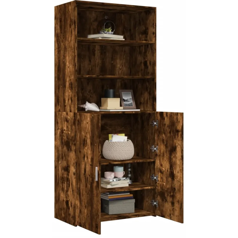 vidaXL Hoge kast 80x42,5x185 cm bewerkt hout gerookt eikenkleurig, foto 2