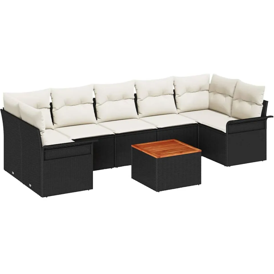 vidaXL Tuinbankenset 8 st Zwart poly rattan, foto 3