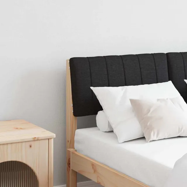 vidaXL Gestoffeerd hoofdbord Zwart 120 cm Massief grenenhout Bruin
