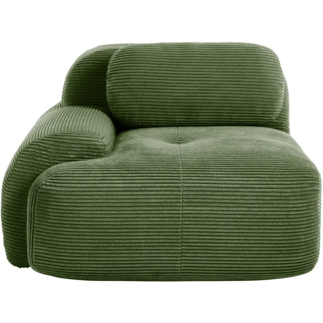 Zubaliya Modulaire hoekbank met corduroy bekleding en kussens - voor woonkamer en slaapkamer - modulair samen te stellen - groen - geen montage nodig - gebogen armleuningen - antislip onderkant