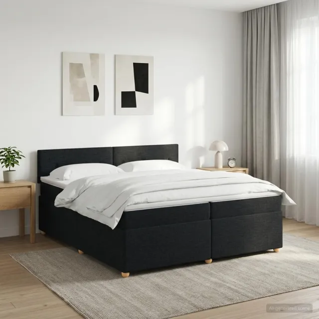 vidaXL Boxspringbed met matras met hoofdeinde Zwart 200 x 200 cm Stof