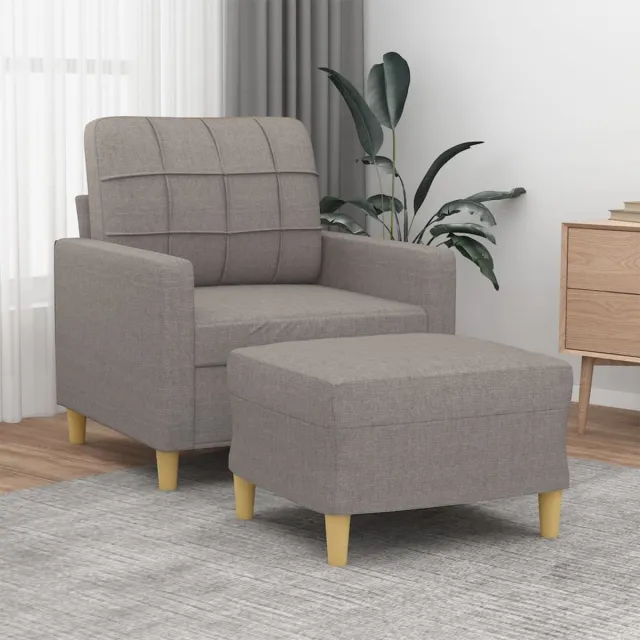 vidaXL Fauteuil - met - voetenbank - 60 - cm - stof - taupe
